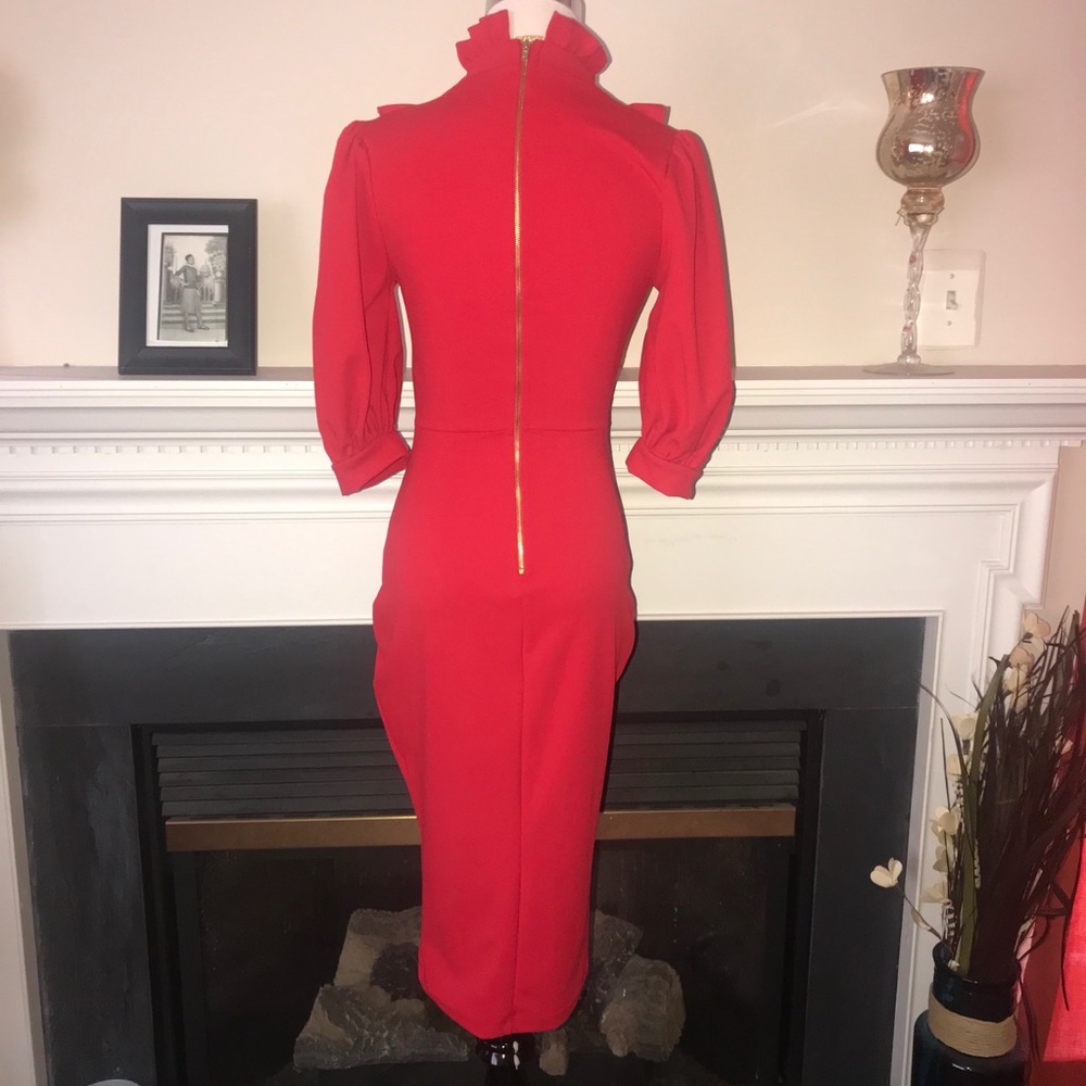 Good Time USA | Tomato Red Ruffle Midi Dress - Picture 5 of 6